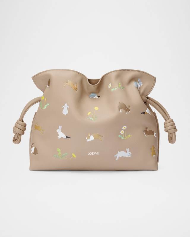 x Suna Fujita Flamenco Bunnies Printed Clutch Bag